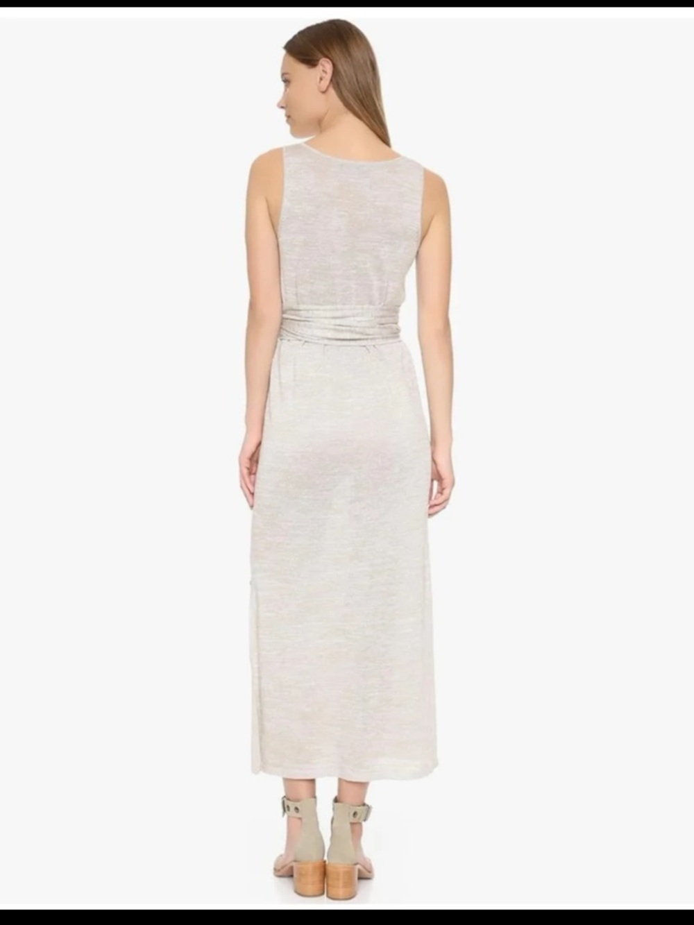 Theory Linen Blend Dantine Sag Harbor Tie Waist Wrap Midi Dress Oatmeal 
Medium - Picture 2 of 14